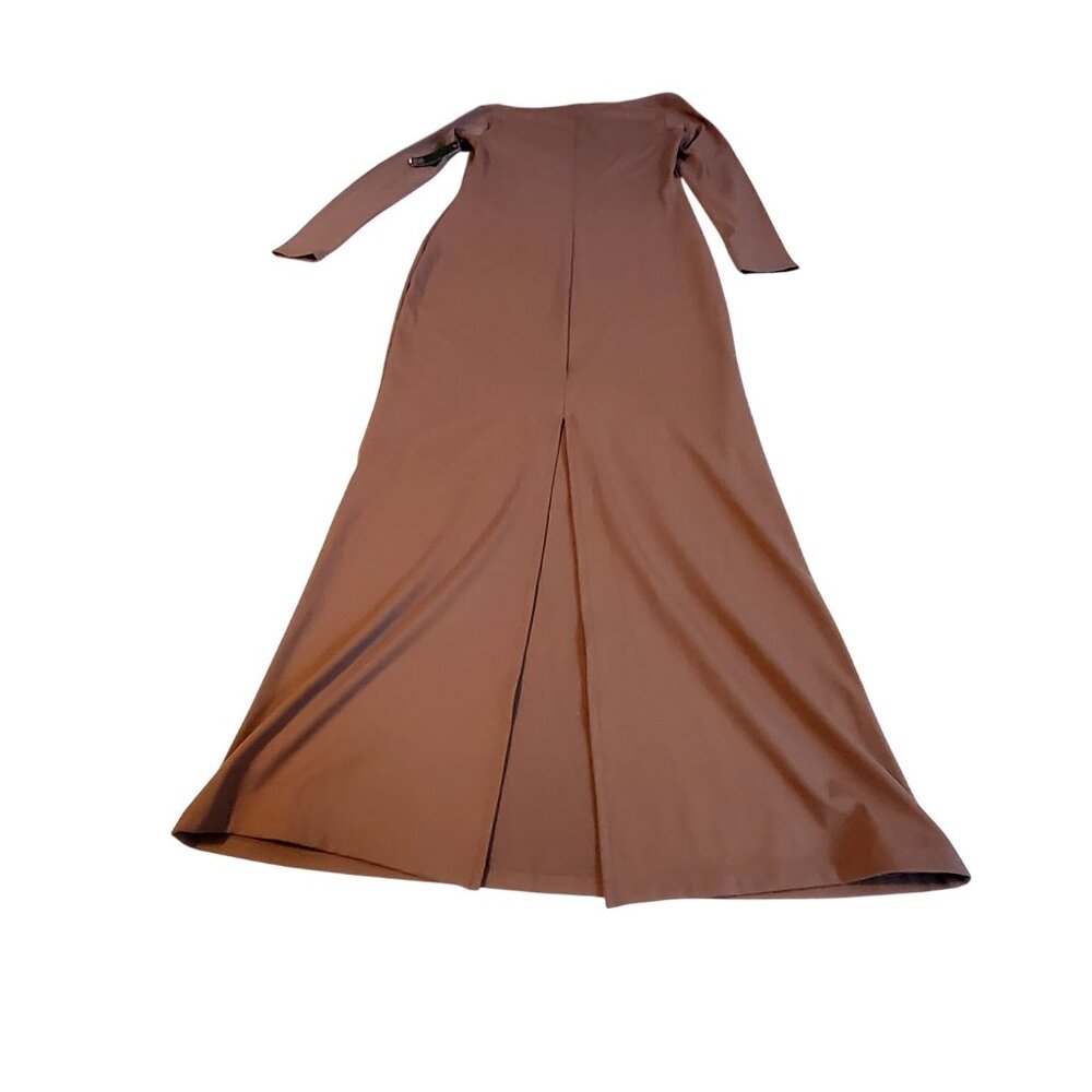 Wild Fable Long Sleeve Bodycon Maxi Dress In Brown With Back Slit detail Size M - Picture 10 of 13